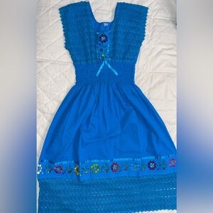 Made in Mexico blue floral embroidered dress